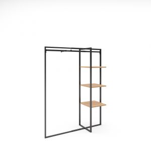 Xoline portant à vêtements extensible noir 3 étagères bois 1 barre penderie avec double facing